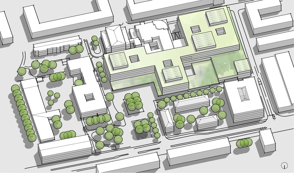 Illustration der Zielplanung für die Generalsanierung des Krankenhauses St. Josef Regensburg
