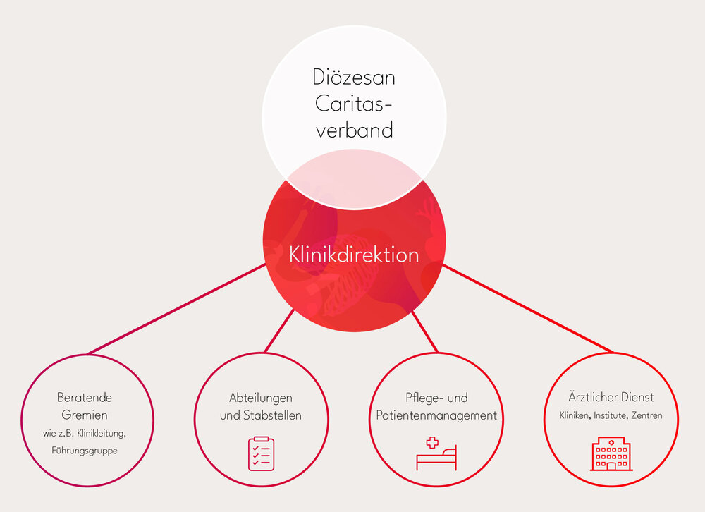 Schematische Darstellung der Organisation des Caritas-Krankenhauses St. Josef Regensburg